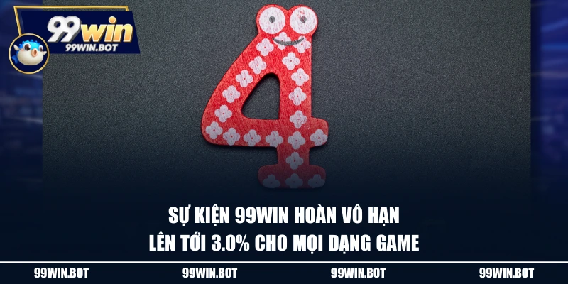 Sự kiện 99WIN hoàn vô hạn lên tới 3.0% cho mọi dạng game